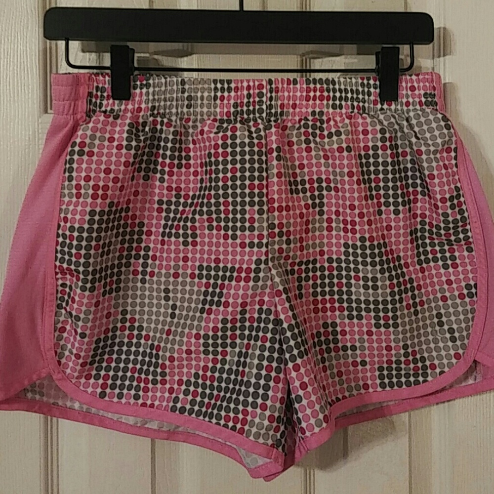 Pink and gray running shorts